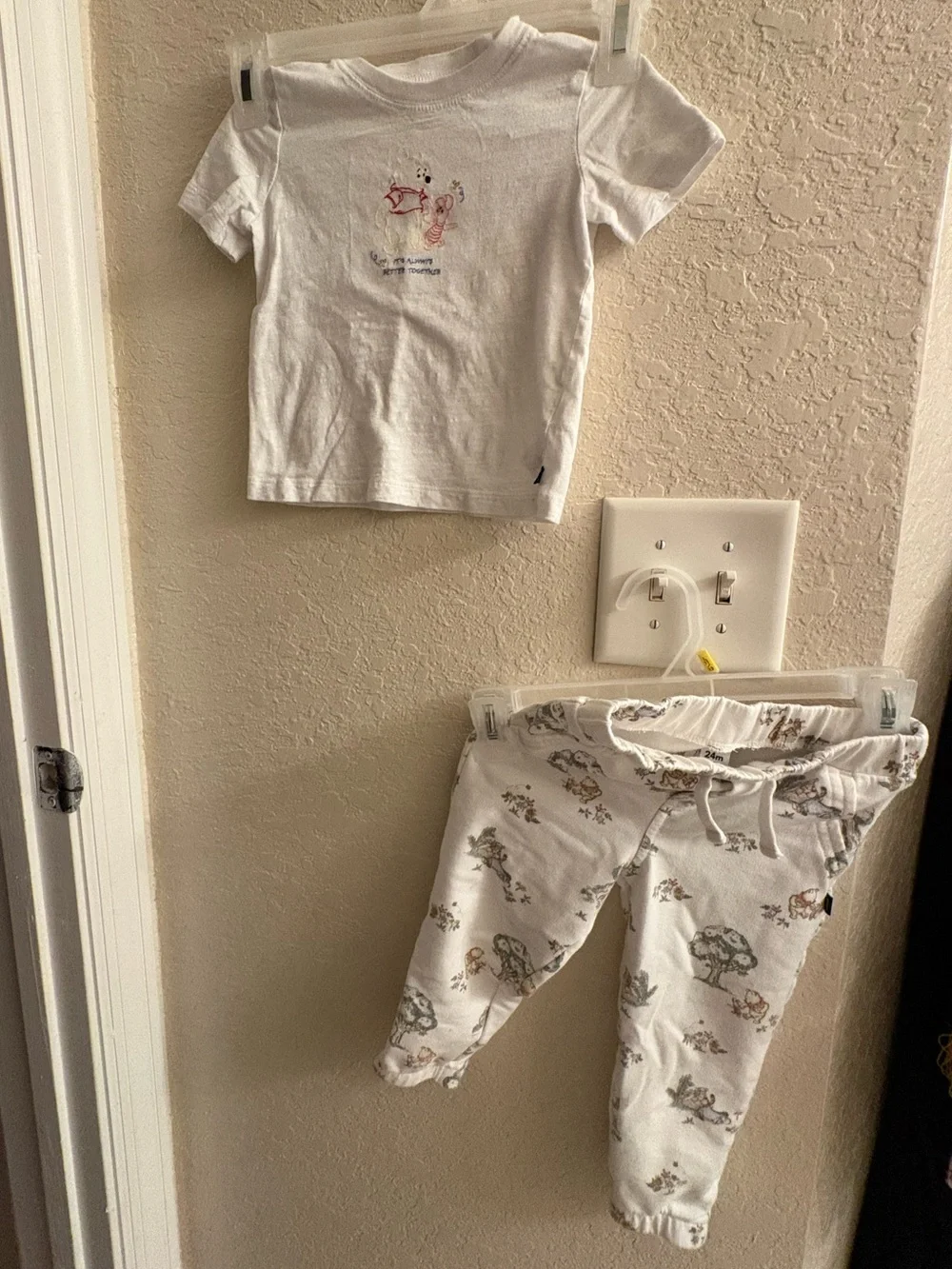 Disney Baby B’Gosh White Tee with Tiny Pooh Embroidered with Pants Outfit